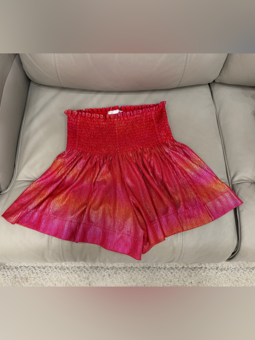 QUEEN OF SPARKLES High Waist Tie-Dye Red Pink Shorts